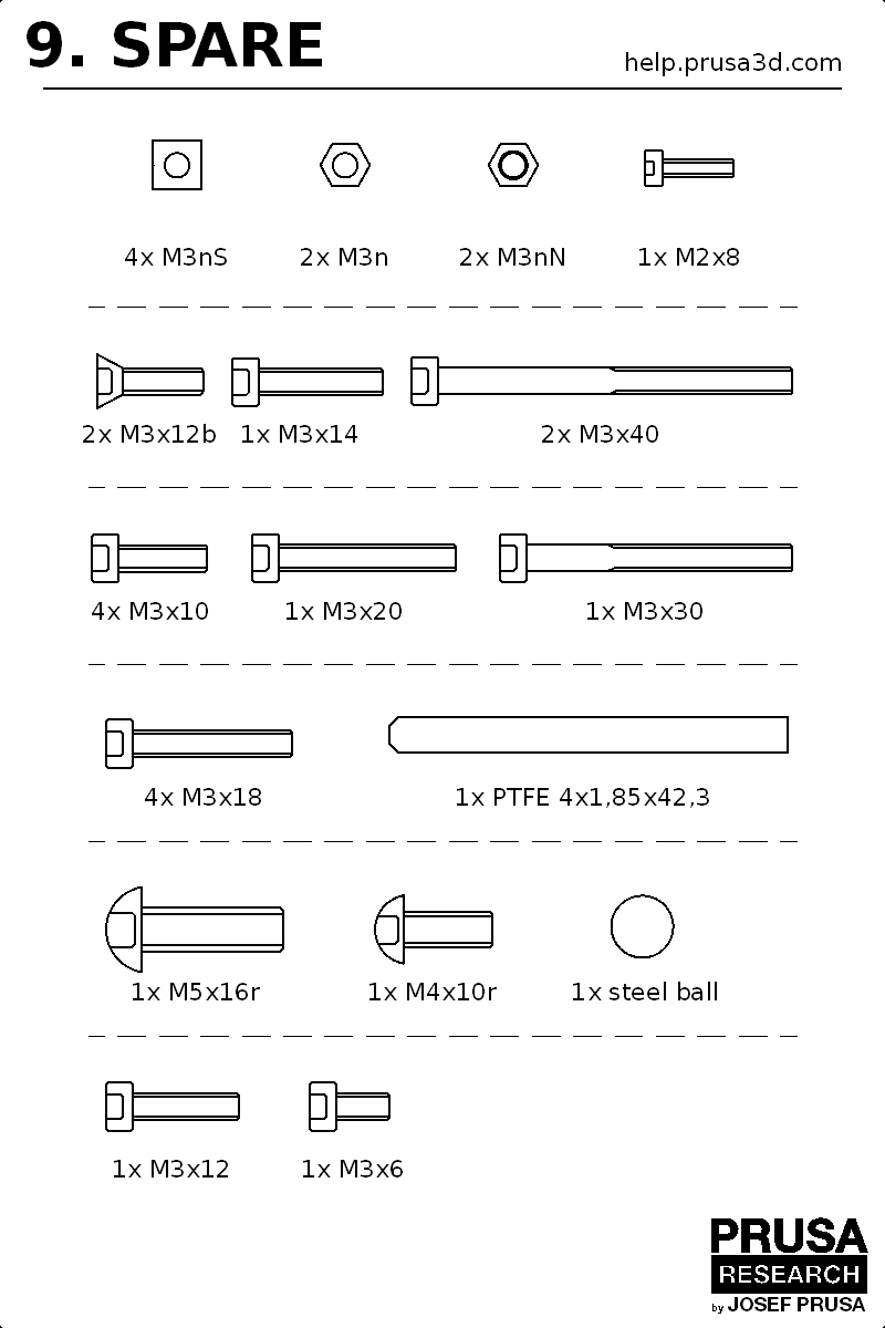 Original Prusa MK3S+ Fasteners (spare bag) – Printed Solid Original Prusa MK3S+ Fasteners (spare bag) – Printed Solid
