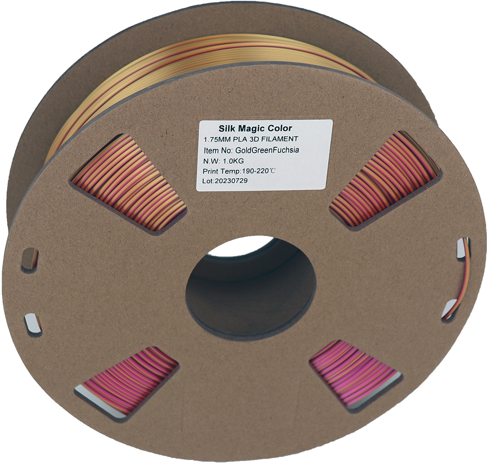 PS Imports PLA 1.75mm x TriColor Silk Magic-Gold-Green-Fuchsia