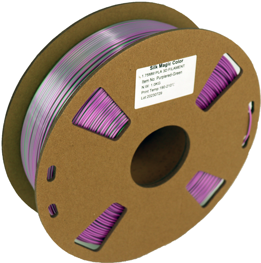 PS Imports PLA 1.75mm x Bicolor Silk Magic-Purplered-Green