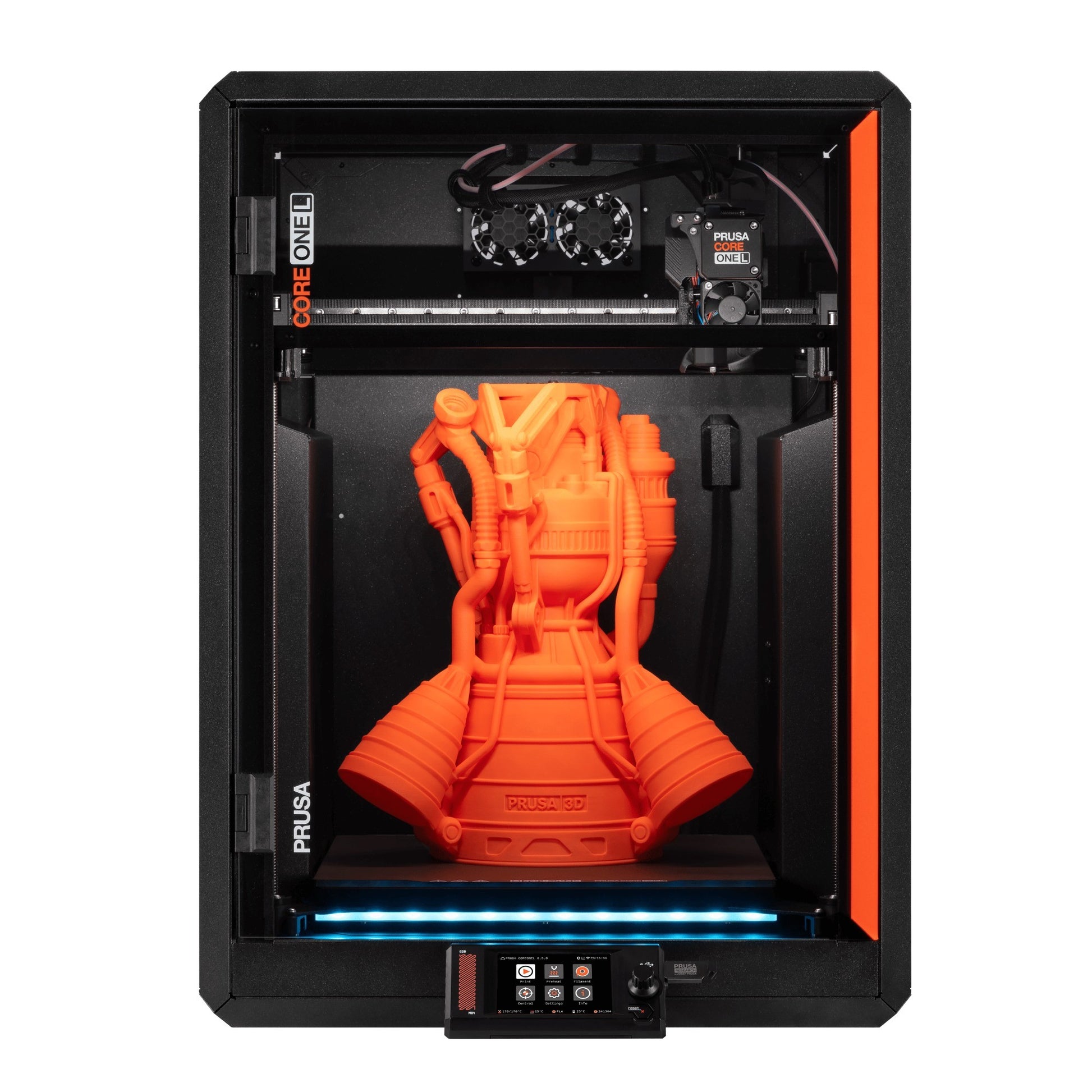 CORE One L+ printing a large orange model