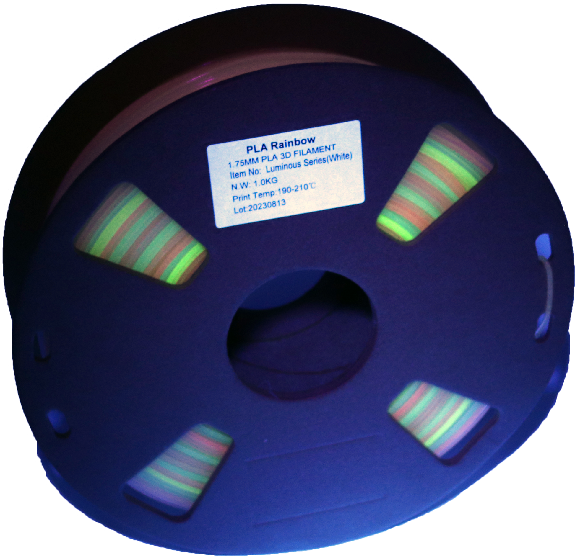 PS Imports PLA 1.75mm x Rainbow Luminous Rainbow-White – Printed Solid