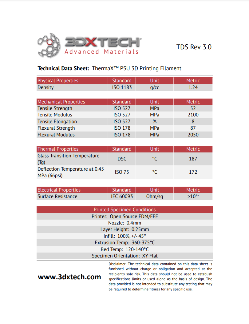 3DXTECH ThermaX™ PSU, 1.75mm, 500g, Natural