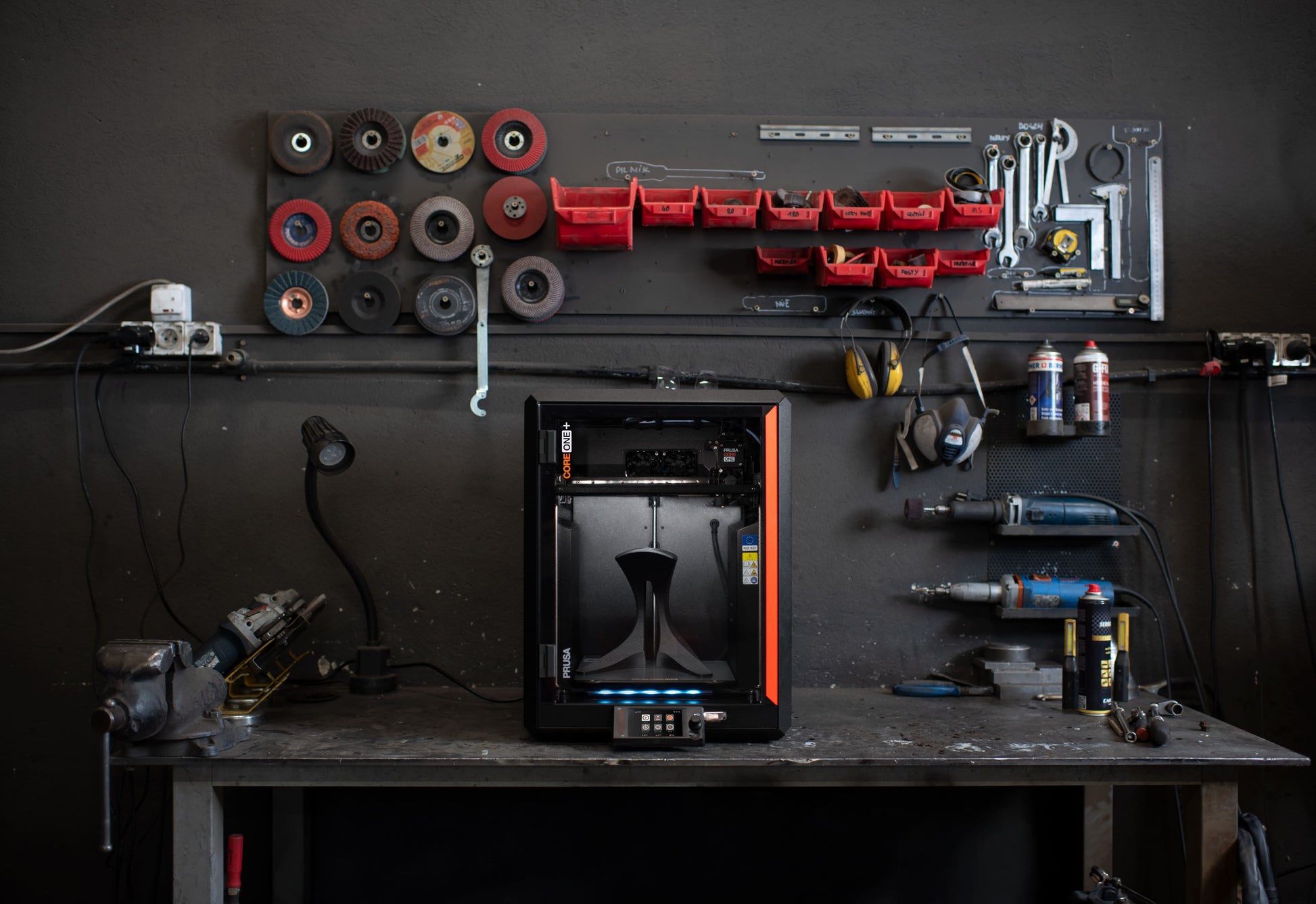 CORE One+ (Gen 2) on a workshop bench