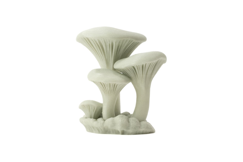 Mushroom model printed in Prusament PETG Ultraglow on a white background