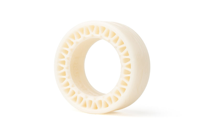 Airless tire printed in Prusament TPU 95A on a white background