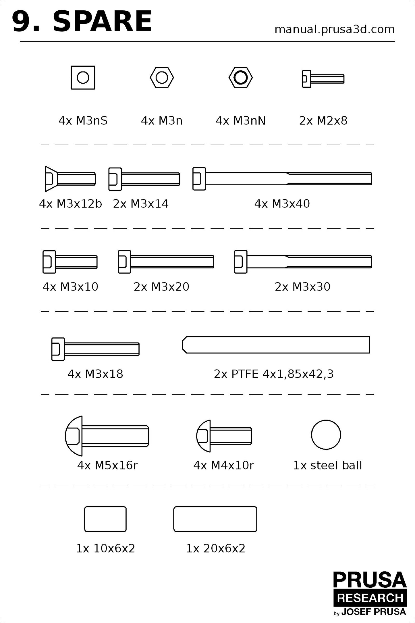 Original Prusa MK3S+ Fasteners (spare bag)